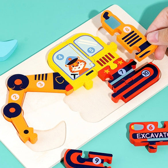 Things That Go Wooden Numbered Puzzles - Assorted Designs
