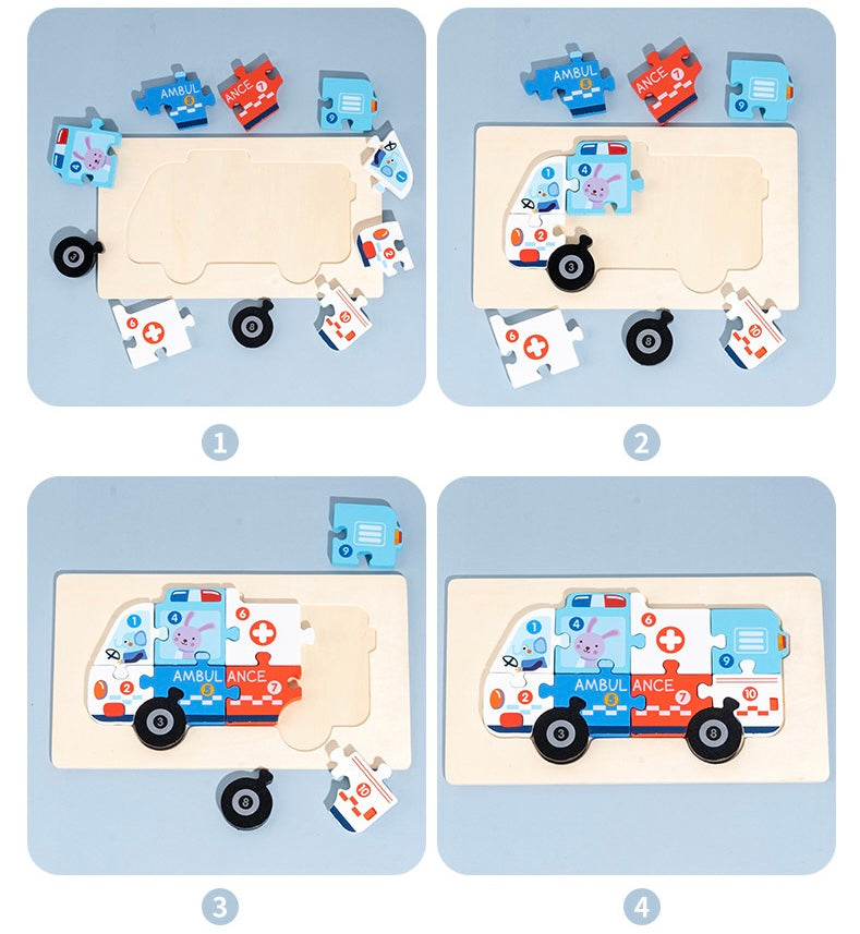 Things That Go Wooden Numbered Puzzles - Assorted Designs