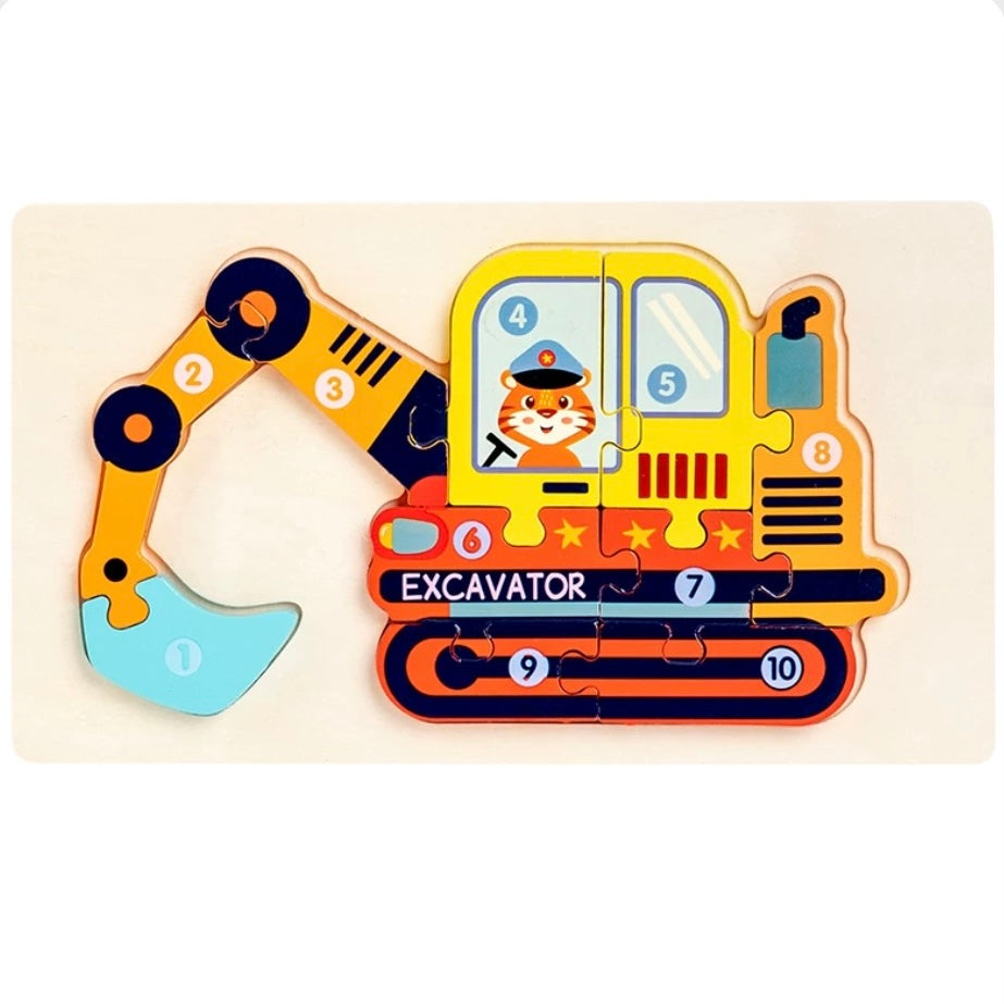 Things That Go Wooden Numbered Puzzles - Assorted Designs