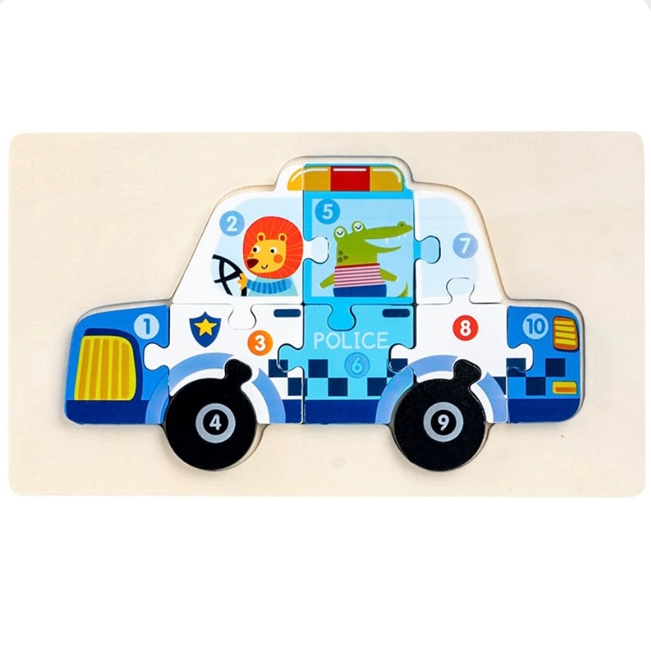 Things That Go Wooden Numbered Puzzles - Assorted Designs