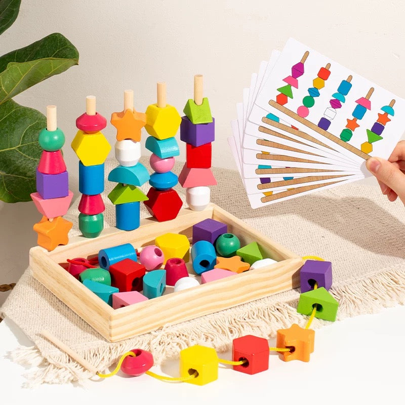 Stack, thread & build: Shape Stacking Activity