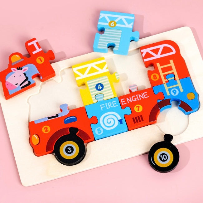 Things That Go Wooden Numbered Puzzles - Assorted Designs