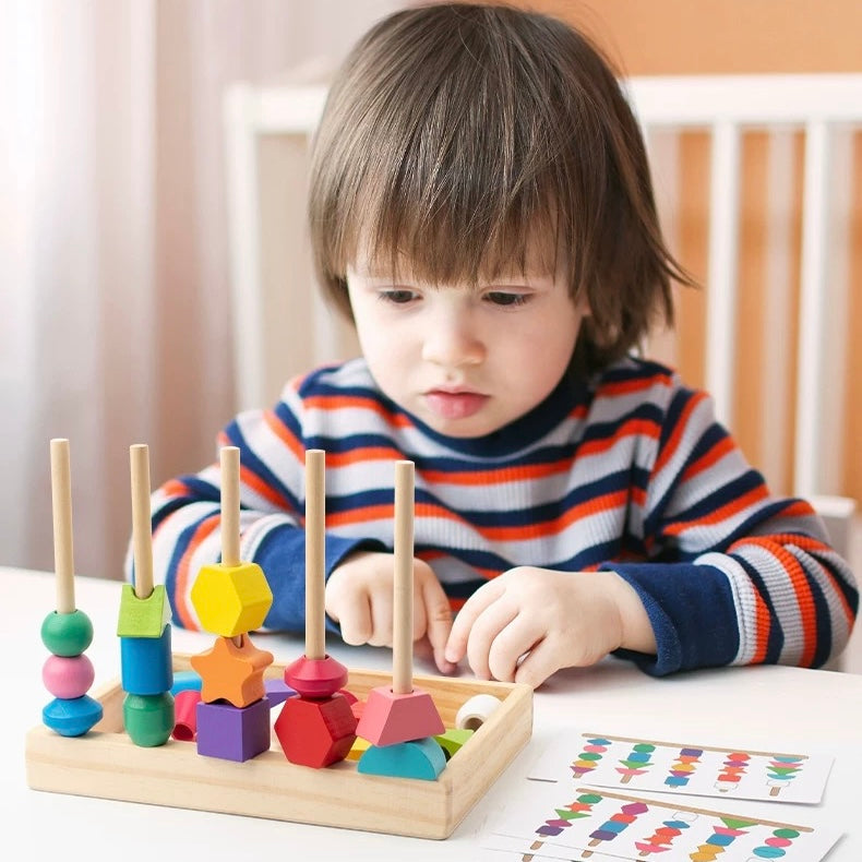 Stack, thread & build: Shape Stacking Activity