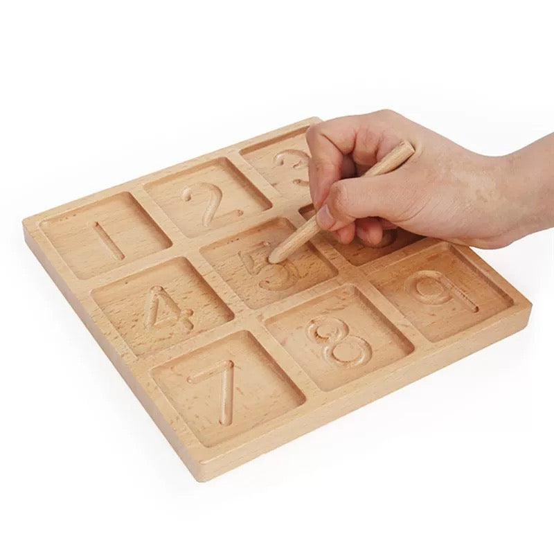 Numbers Tracing Board with Wooden Marbles & Colour Matching Cups