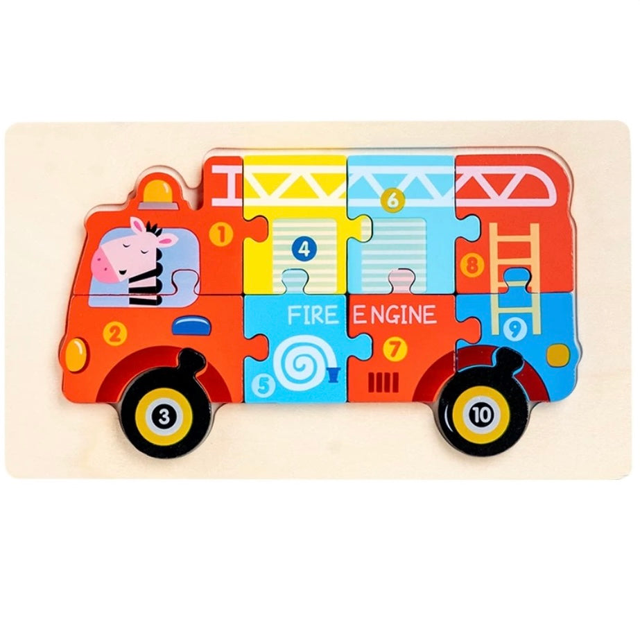 Things That Go Wooden Numbered Puzzles - Assorted Designs