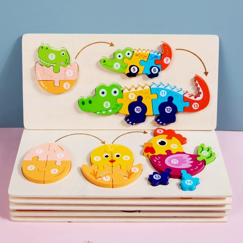 Life Cycle Numbered Wooden Puzzles - Assorted Designs