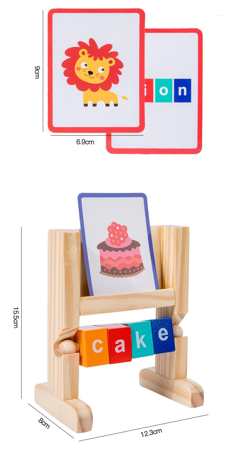 Spin-and-Read Word Builder Blocks with Flashcards