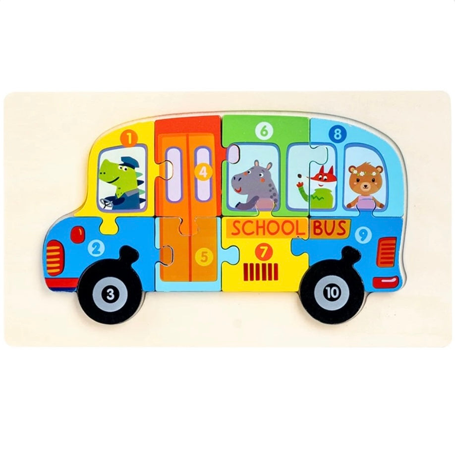 Things That Go Wooden Numbered Puzzles - Assorted Designs