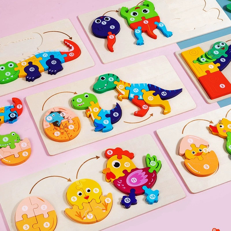 Life Cycle Numbered Wooden Puzzles - Assorted Designs
