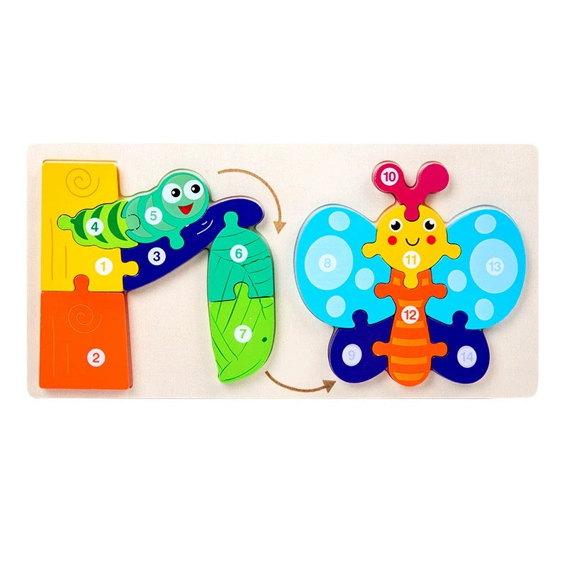 Life Cycle Numbered Wooden Puzzles - Assorted Designs