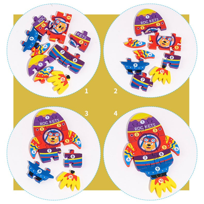 Things That Go Wooden Numbered Puzzles - Assorted Designs