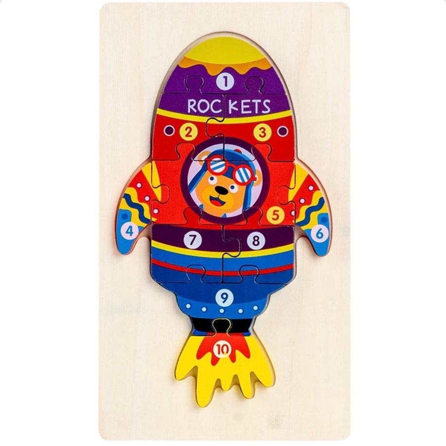 Things That Go Wooden Numbered Puzzles - Assorted Designs