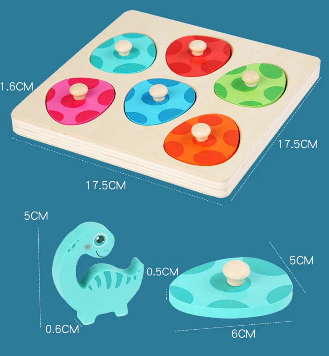 Layered Wooden Puzzle: Dinosaur Babies