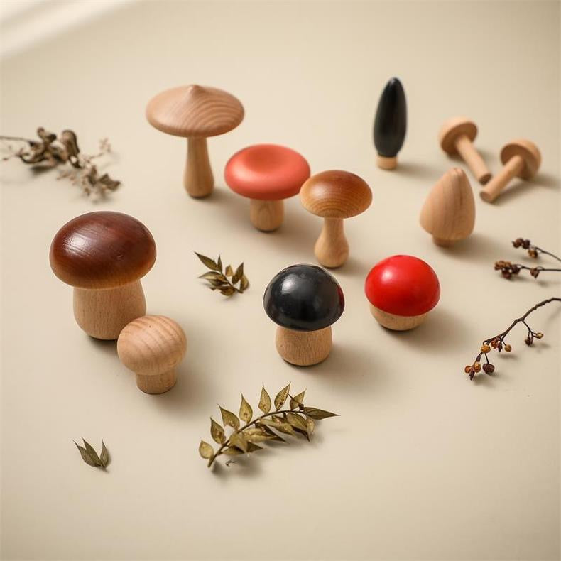 11pc Wooden Forest Mushrooms
