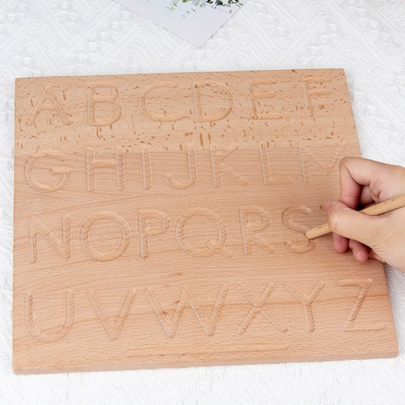Double Sided Wooden Tracing Board - Upper & Lower Case Letters