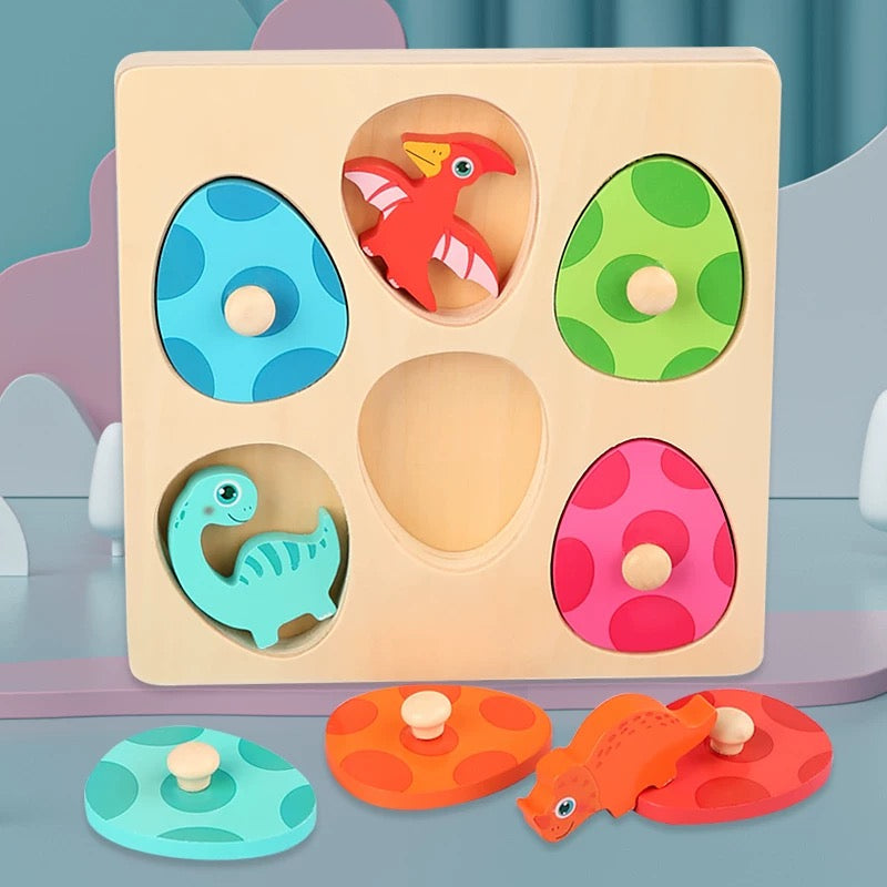 Layered Wooden Puzzle: Dinosaur Babies