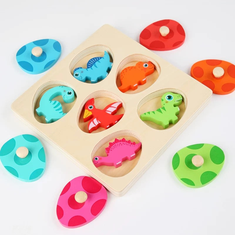 Layered Wooden Puzzle: Dinosaur Babies