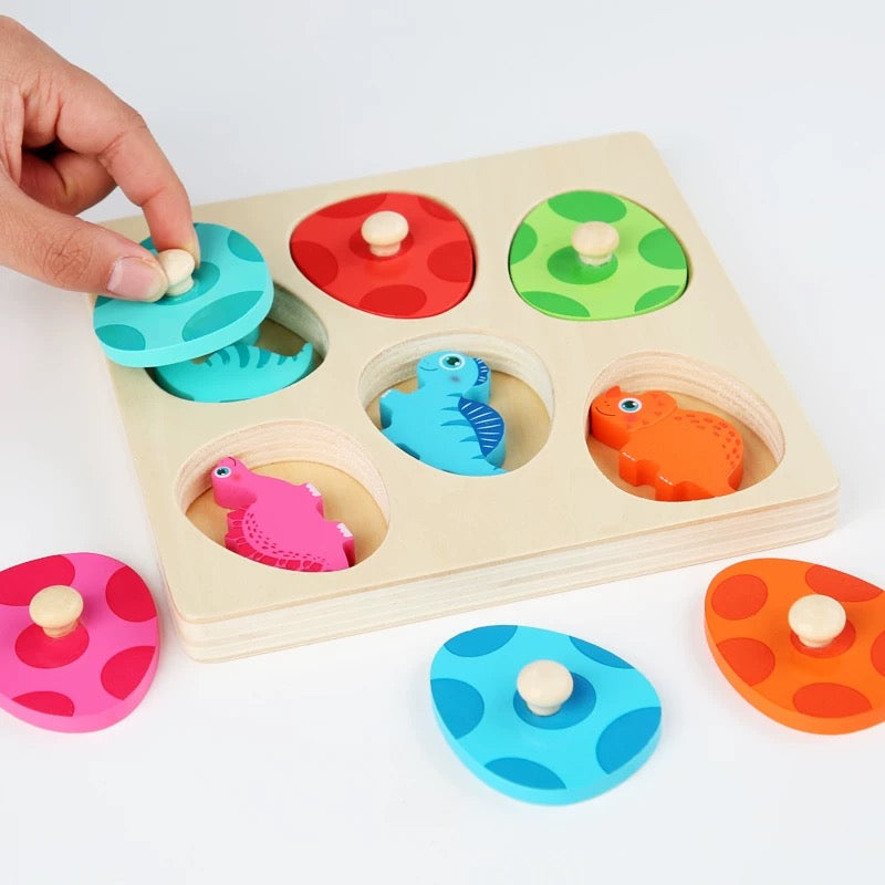 Layered Wooden Puzzle: Dinosaur Babies