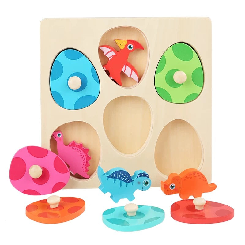 Layered Wooden Puzzle: Dinosaur Babies