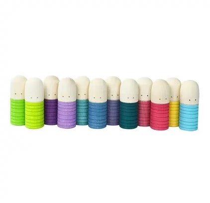 Wooden Rainbow Pastel Peg Dolls
