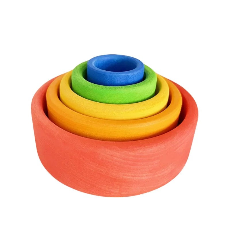 5 Nested Wooden Bowls