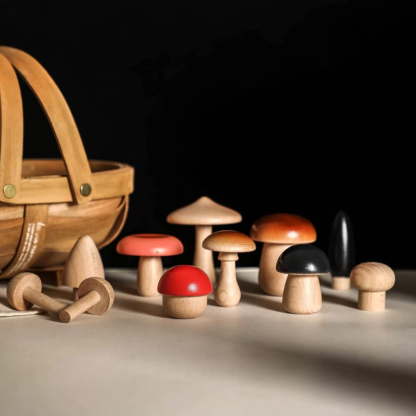11pc Wooden Forest Mushrooms