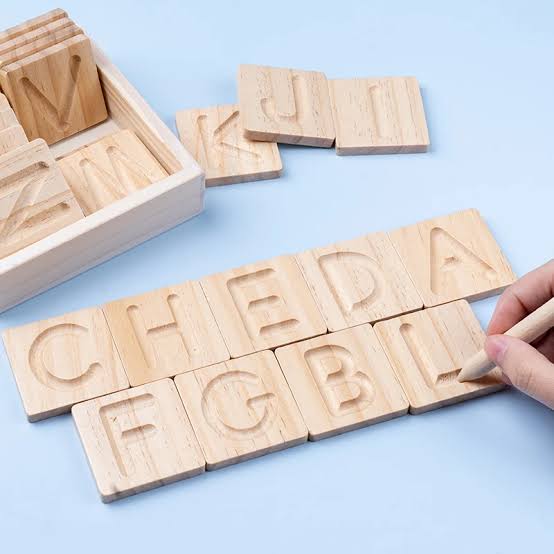 Reversible Wooden Alphabet Tracing Blocks