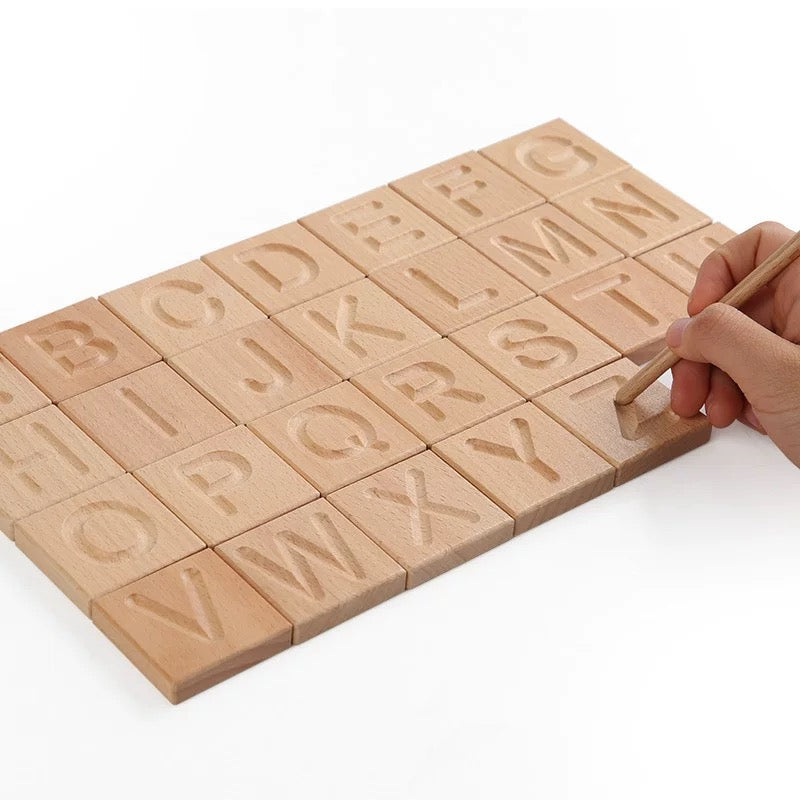 Reversible Wooden Alphabet Tracing Blocks