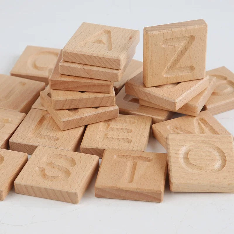 Reversible Wooden Alphabet Tracing Blocks