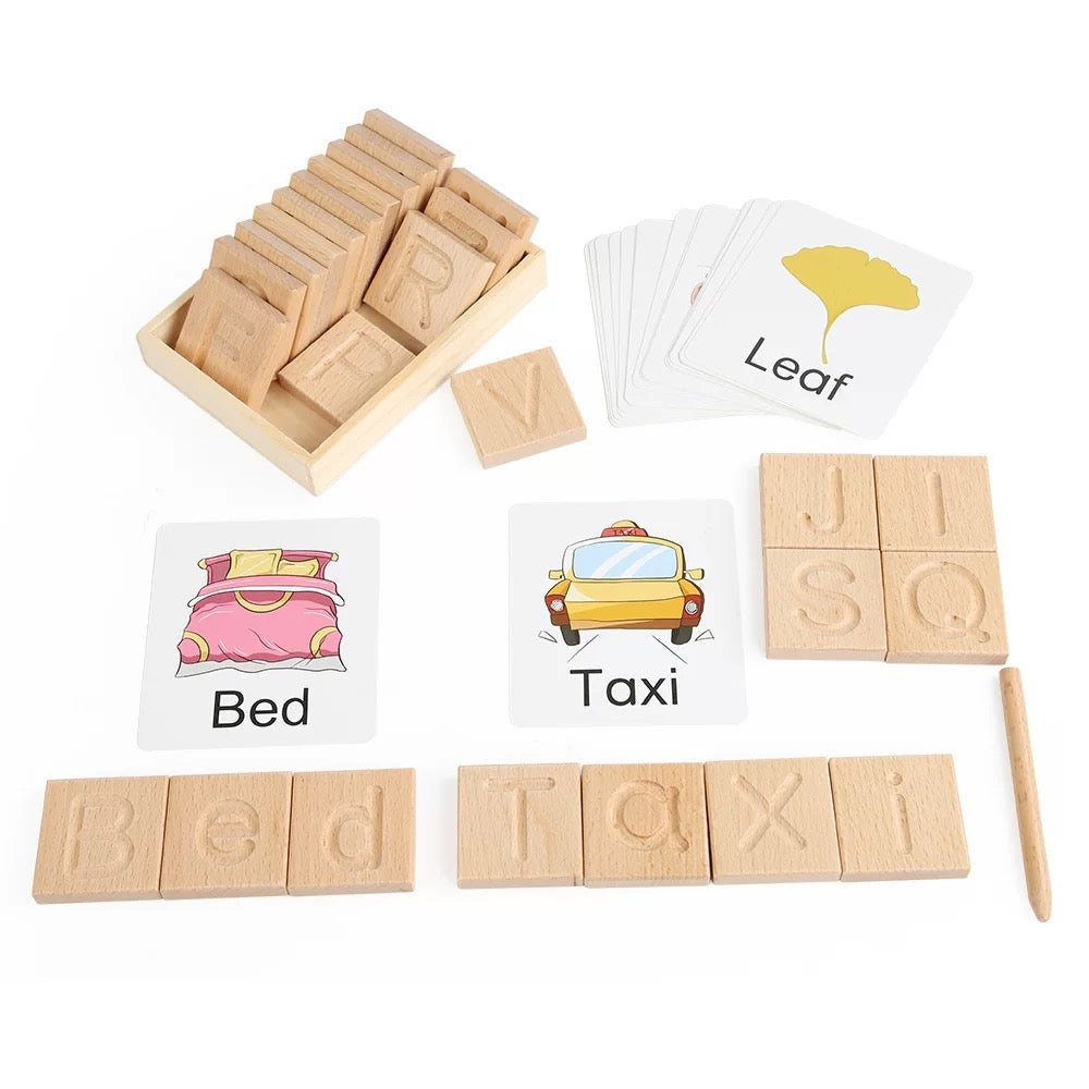 Reversible Wooden Alphabet Tracing Blocks