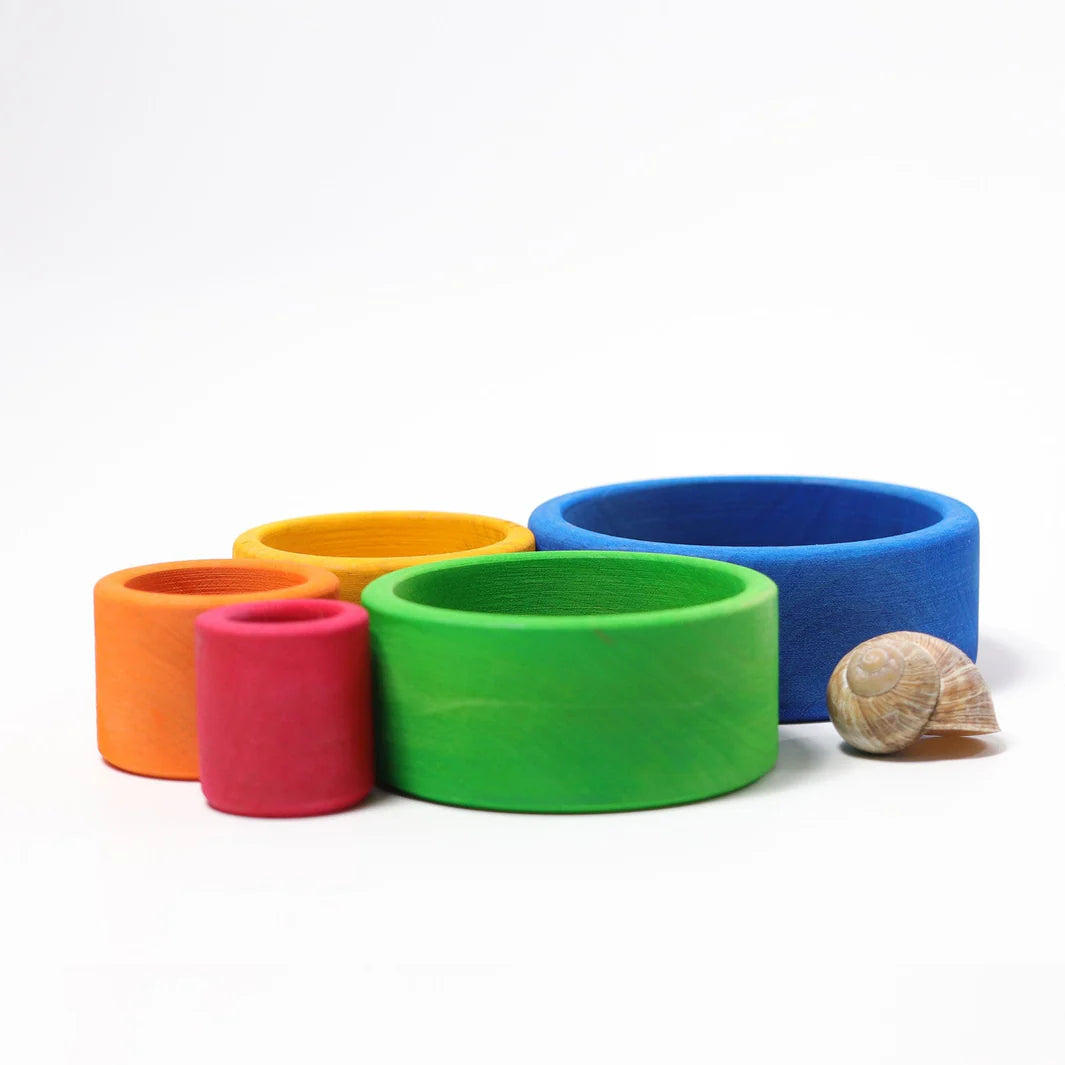 5 Nested Wooden Bowls