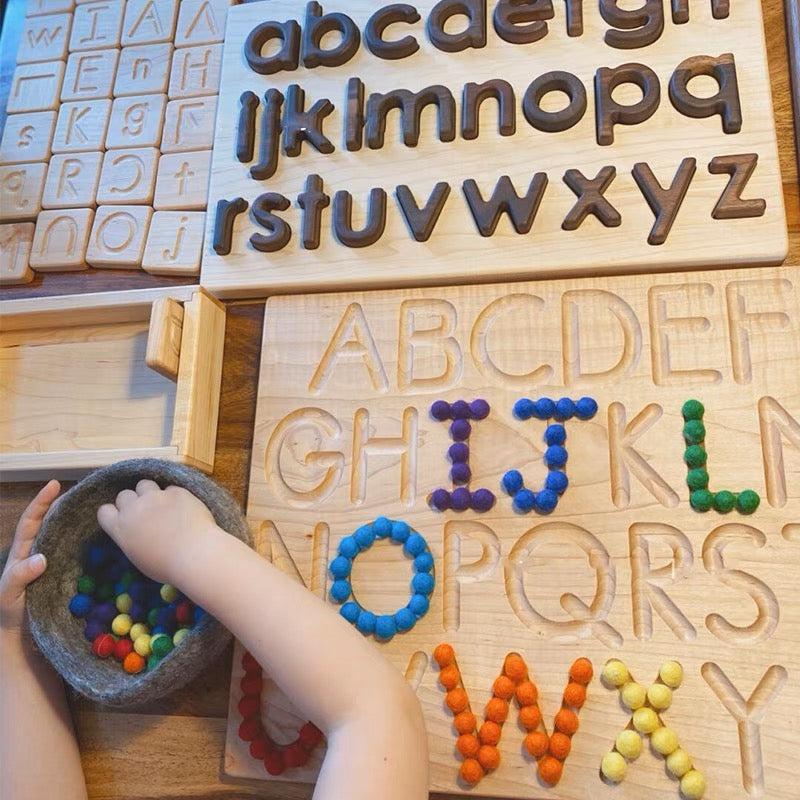 Double Sided Wooden Tracing Board - Upper & Lower Case Letters