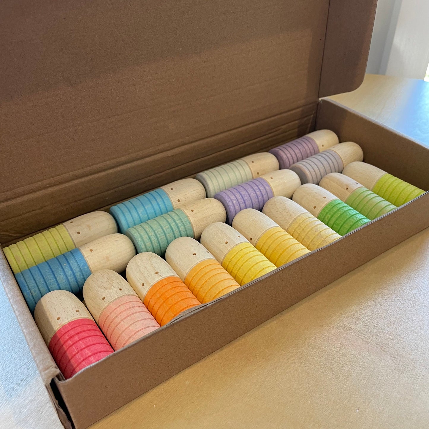 Wooden Rainbow Pastel Peg Dolls