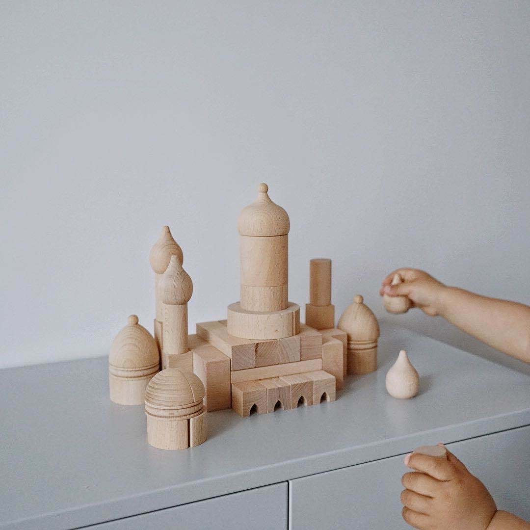 Aladdin's Palace - 55 Piece Wooden Building Blocks Set