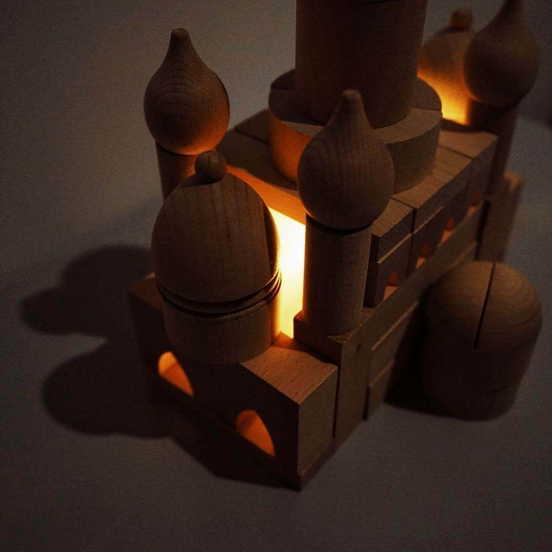 Aladdin's Palace - 55 Piece Wooden Building Blocks Set