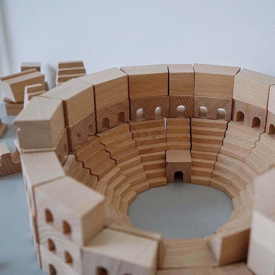 Roman Coliseum Wooden Architectural Building Blocks - 110 Piece Set