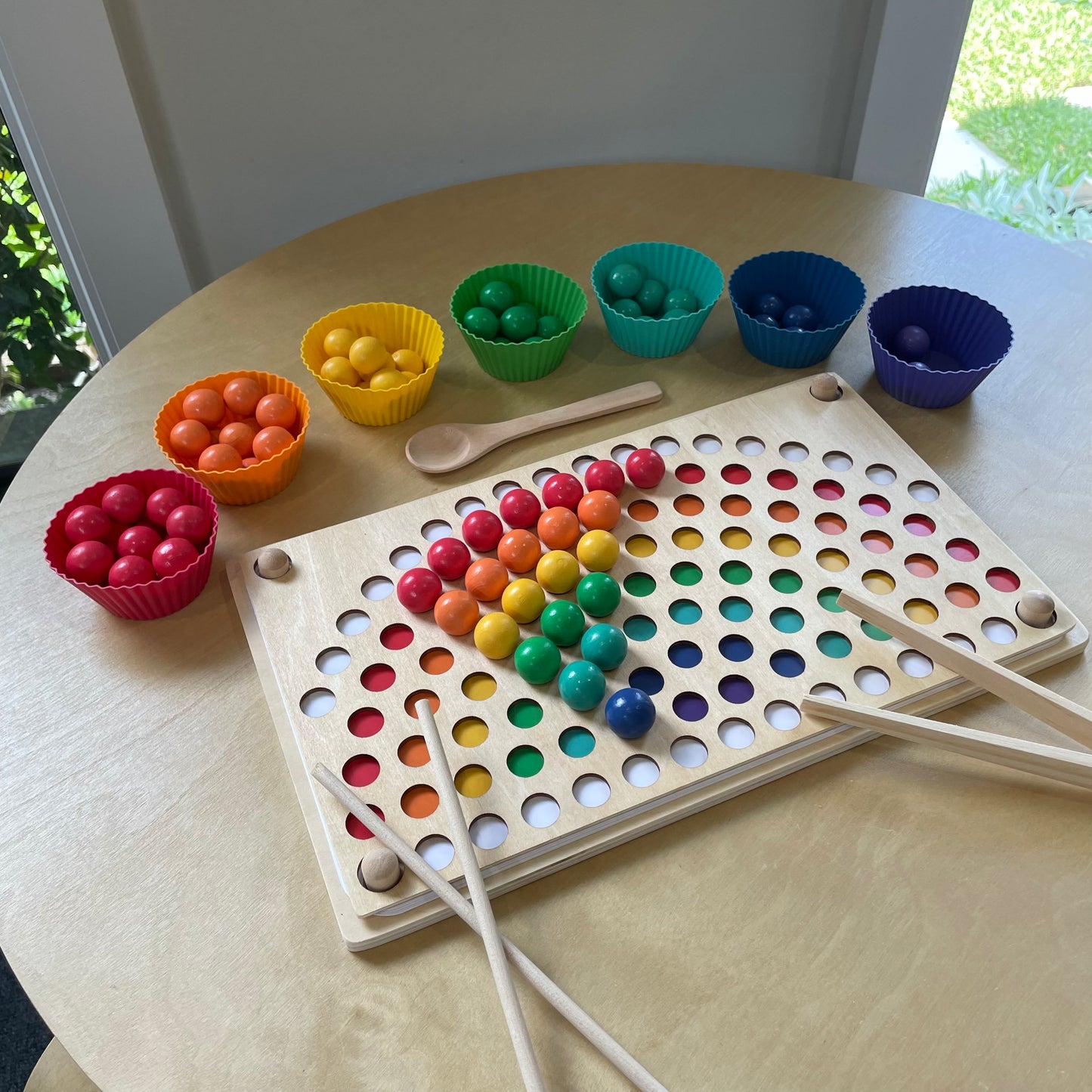 Wooden Rainbow Beads, Board & Templates