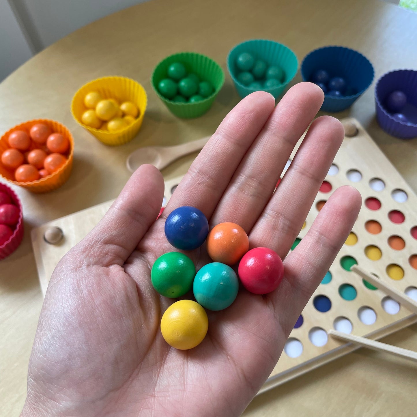 Wooden Rainbow Beads, Board & Templates