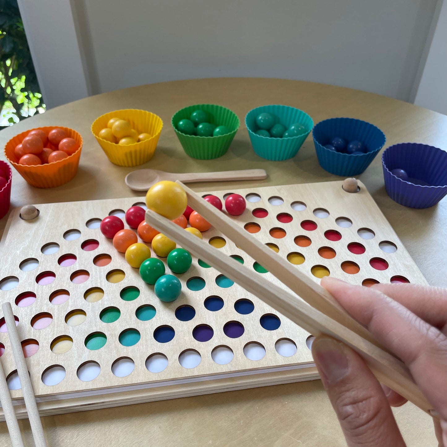 Wooden Rainbow Beads, Board & Templates