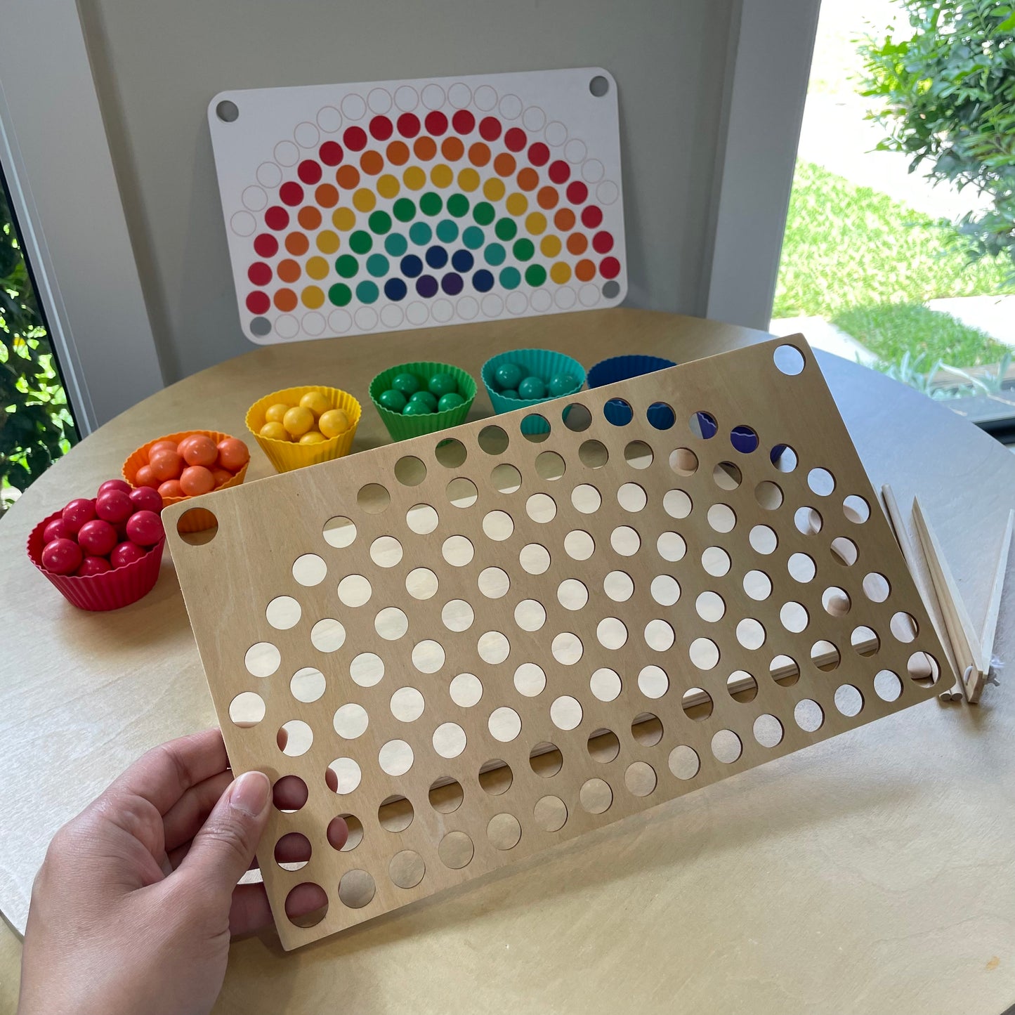 Wooden Rainbow Beads, Board & Templates