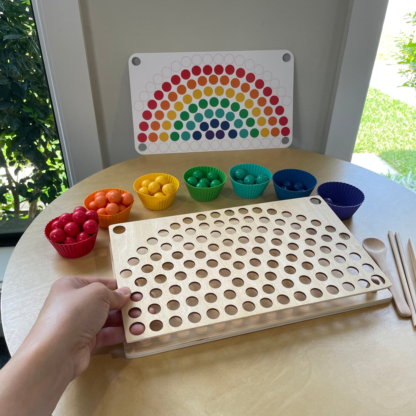 Wooden Rainbow Beads, Board & Templates