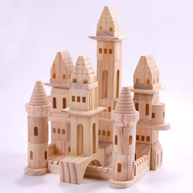 Wooden Castle Building Blocks - 75 Piece Set