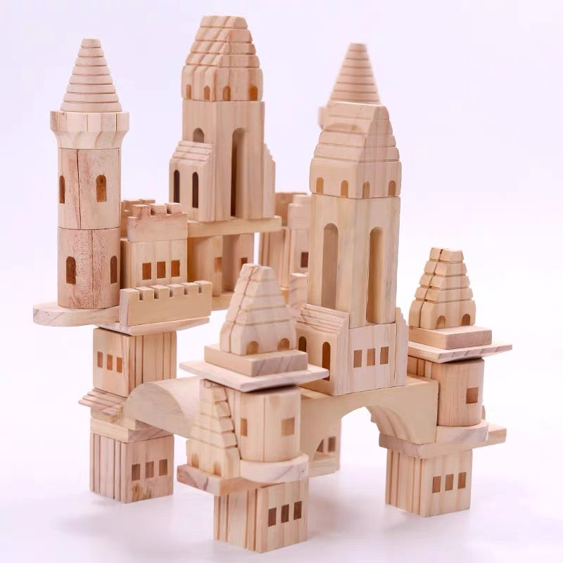 Wooden Castle Building Blocks - 75 Piece Set