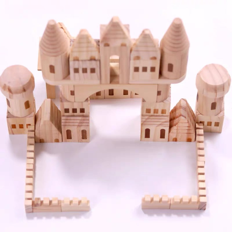 Wooden Castle Building Blocks - 75 Piece Set