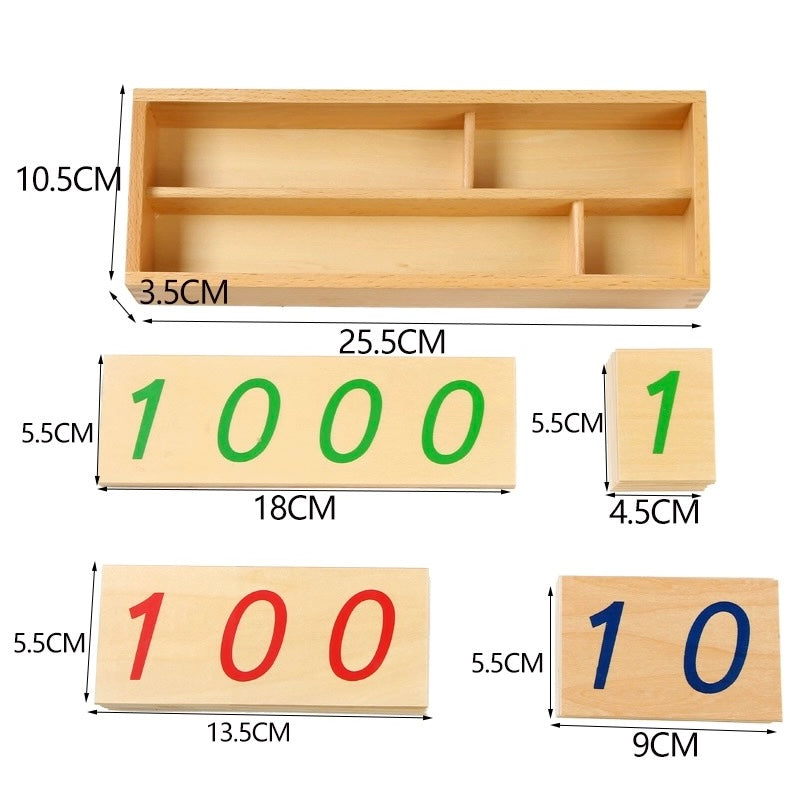 Montessori Wooden (Place Value) Number Cards (1-9000)