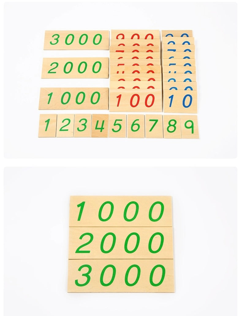 Montessori Wooden (Place Value) Number Cards (1-9000)