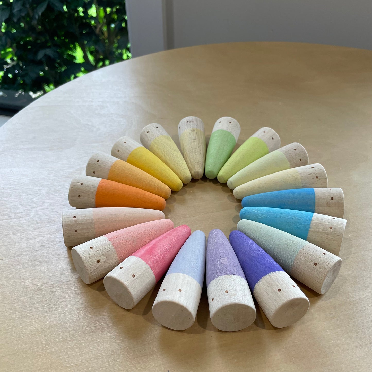 Wooden Rainbow Pastel Peg Dolls - Pointy Heads