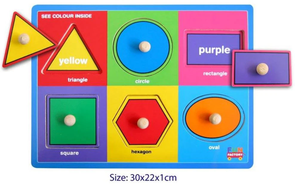 Shape & Colour Recognition Wooden Peg Puzzle