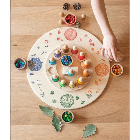 Wooden Perpetual Calendar Peg Dolls