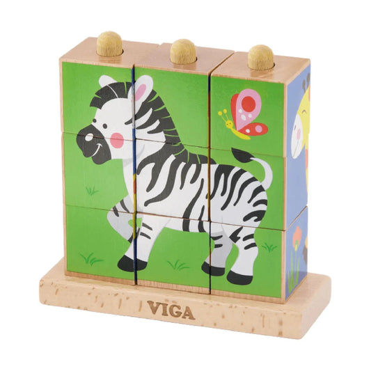 9pcs Stacking Cube Puzzle Wild Animals